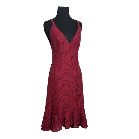 Lulus red lace open cross back party dress size m - Picture 8 of 12